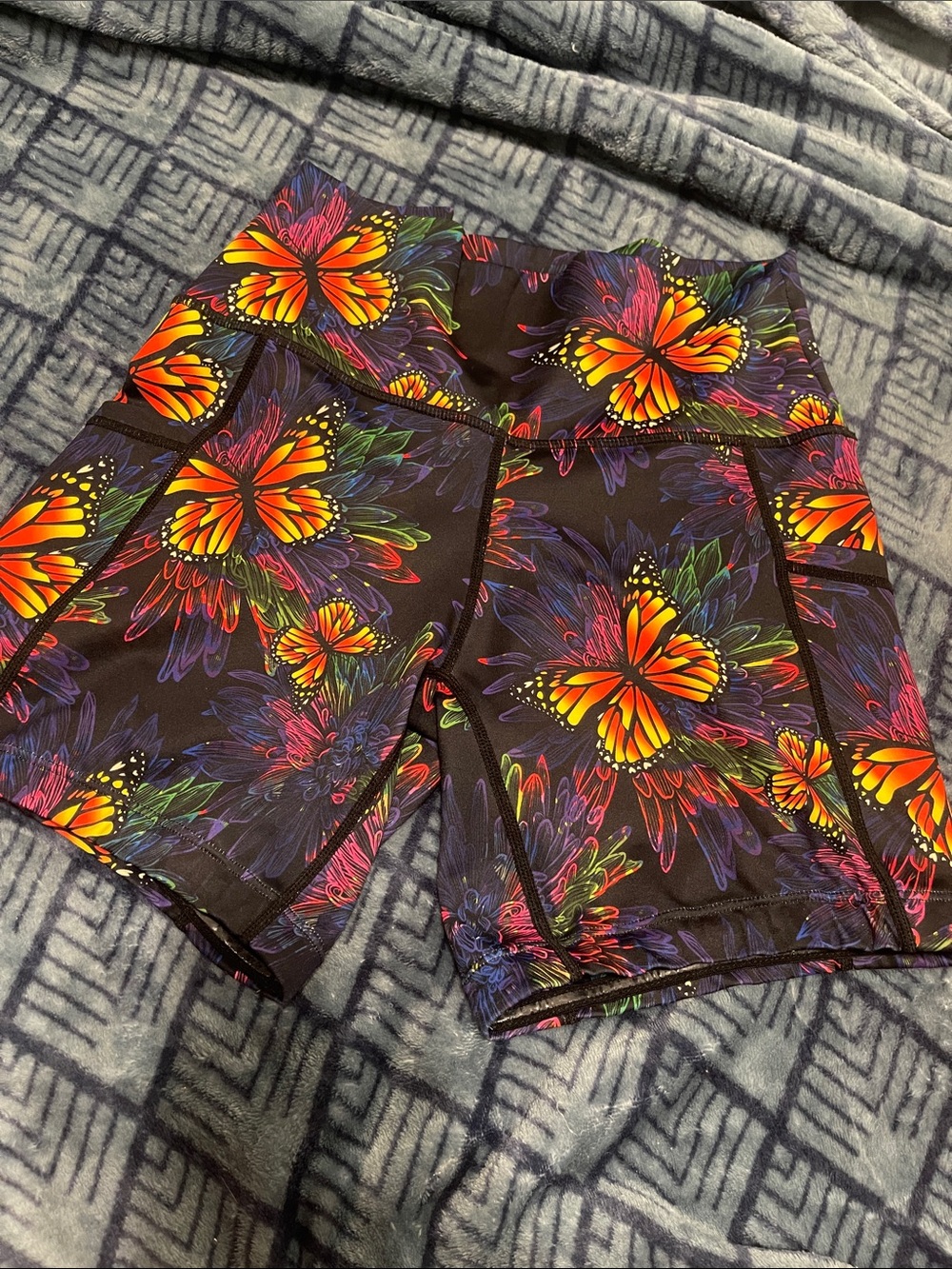 Constantly Varied Gear Black Bike Shorts with Orange Butterfly Print